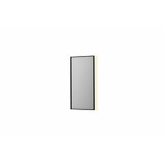 INK SP32 rechthoekige spiegel in stalen kader met dimbare indirect LED-verlichting, spiegelverwarming, color changing, en schakelaar 40 x 4 x 80 cm, mat zwart
