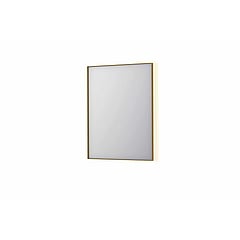 INK SP32 rechthoekige spiegel in stalen kader met dimbare indirect LED-verlichting, spiegelverwarming, color changing, en schakelaar 60 x 4 x 80 cm, geborsteld mat goud