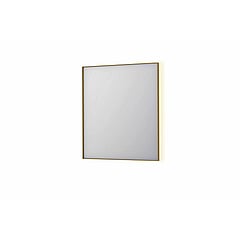 INK SP32 rechthoekige spiegel in stalen kader met dimbare indirect LED-verlichting, spiegelverwarming, color changing, en schakelaar 70 x 4 x 80 cm, geborsteld mat goud