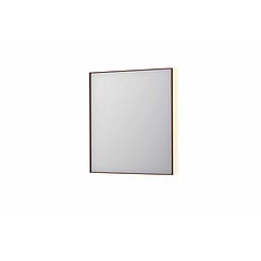 INK SP32 rechthoekige spiegel in stalen kader met dimbare indirect LED-verlichting, spiegelverwarming, color changing, en schakelaar 70 x 4 x 80 cm, geborsteld koper