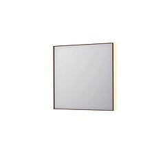 INK SP32 rechthoekige spiegel in stalen kader met dimbare indirect LED-verlichting, spiegelverwarming, color changing, en schakelaar 80 x 4 x 80 cm, geborsteld koper