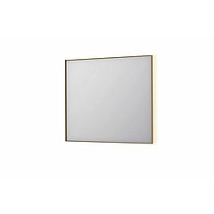 INK SP32 rechthoekige spiegel in stalen kader met dimbare indirect LED-verlichting, spiegelverwarming, color changing, en schakelaar 90 x 4 x 80 cm, geborsteld mat goud