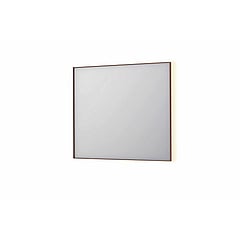 INK SP32 rechthoekige spiegel in stalen kader met dimbare indirect LED-verlichting, spiegelverwarming, color changing, en schakelaar 90 x 4 x 80 cm, geborsteld koper