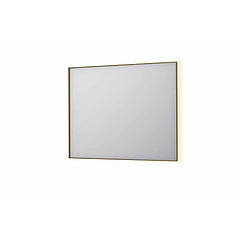 INK SP32 rechthoekige spiegel in stalen kader met dimbare indirect LED-verlichting, spiegelverwarming, color changing, en schakelaar 100 x 4 x 80 cm, geborsteld mat goud
