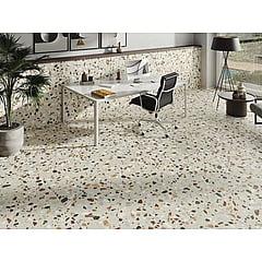 STN Cerámica Crisp XL keramische vloer- en wandtegel terrazzolook gerectificeerd 60 x 60 cm, Beige