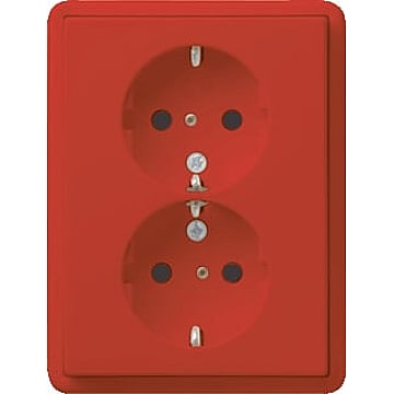 Gira S-Color 2-voudig kunststof wandcontactdoos met randaarde en kinderbeveiliging, rood