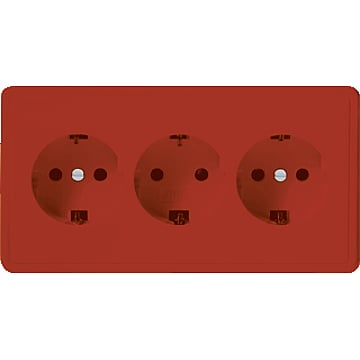 Gira S-Color 3-voudig kunststof wandcontactdoos met randaarde en kinderbeveiliging, rood