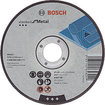 Bosch slijpschijf, doorslijpen, diam schijf 125mm, dikte 2.5mm