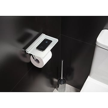 Sub 158 toiletrolhouder met glazen planchet zonder klep 10 x 20 x 13 cm, chroom