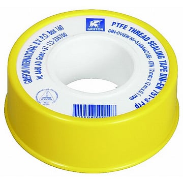 Bison ptfe tape rol 12 mtr.x12 mm.x0,1 mm. voor water, wit