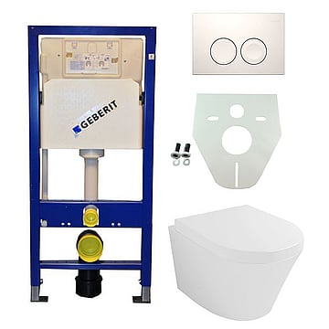 Toiletset Geberit UP100 Duofix + Wiesbaden Vesta hangend toilet met zitting + Geberit Delta21 bedieningsplaat, wit