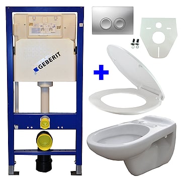 Toiletset Geberit UP100 Duofix + Wiesbaden Neptunus hangend toilet met zitting + Geberit Delta21 bedieningsplaat, matchroom