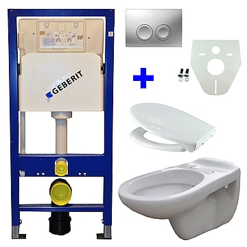 Toiletset Geberit UP100 Duofix + Wiesbaden Neptunus hangend toilet met Ultimo zitting + Geberit Delta21 bedieningsplaat, matchroom