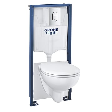 GROHE Bau Ceramic toiletset met Rapid SL inbouwreservoir Bau Ceramic wandcloset met softclose zitting en Arena Cosmopolitan bedieningspaneel