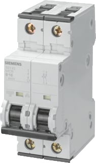 Siemens installatieautomaat 2 5SY6, 2 polen (totaal), kar C, nom. (meet)str 10A