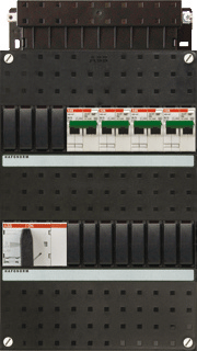 ABB Hafonorm HC installatiekast, 3 fasen, 4 groepen, met 4 aardlekautomaten, met 4 polen hoofdschakelaar, (hxbxd) 330x220x90mm
