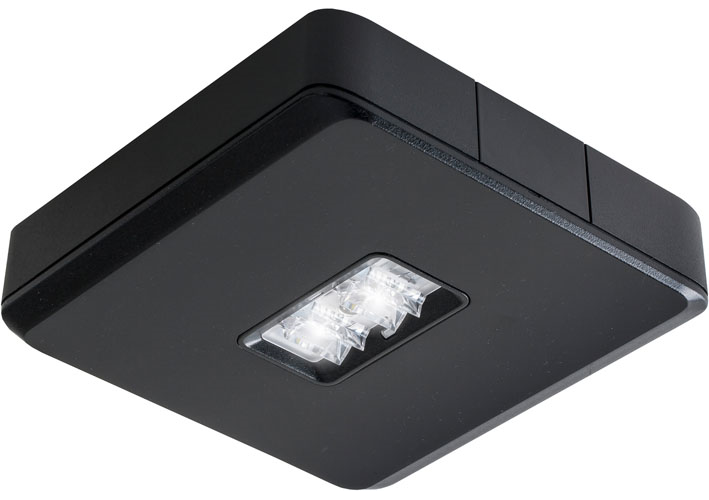 Van Lien Evago CLO vierkante plafondopbouw LED verlichting geschikt voor vluchtwegverlichting, centraal batterij, 2W, 35 x 150 x 35 mm, zwart