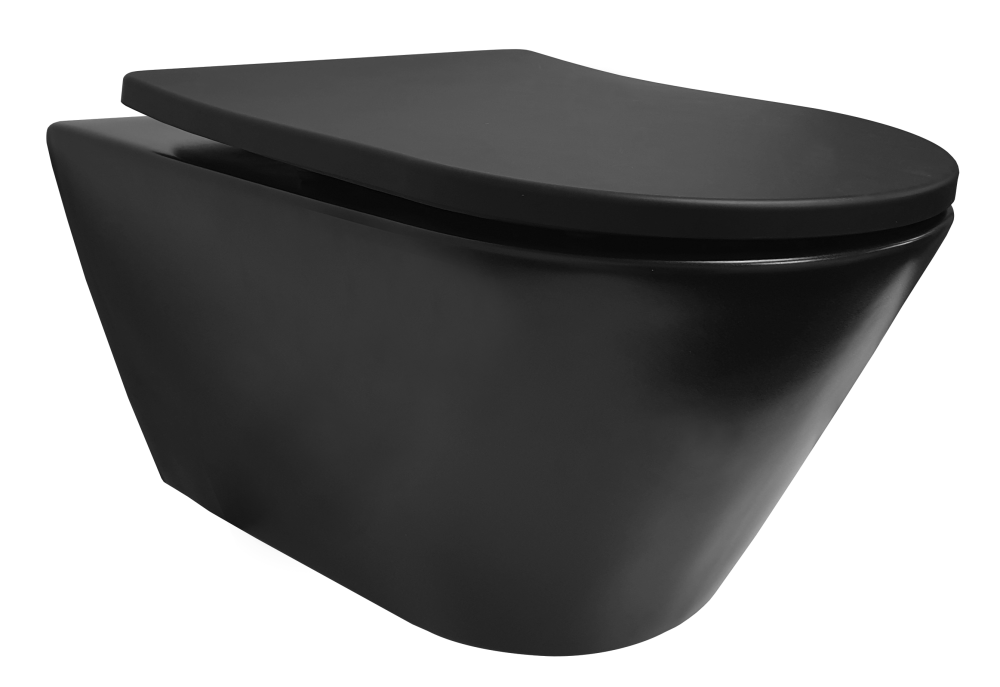 Sub Stereo rimless hangend toilet met softclose- en quick release-zitting mat zwart