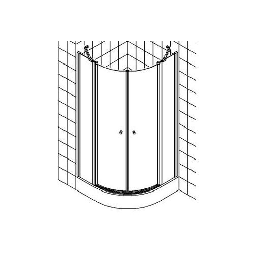 Kermi IBIZA 2000 douchecabine kwartrond met vaste segmenten met pendeldeuren zonder profiel 100x185 cm met KermiClean, wit/helder